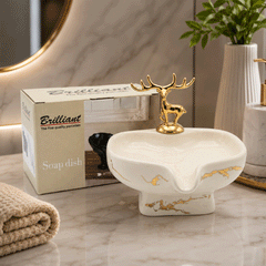 Brilliant Luxurious Soap Dish with Deer Decoration Soap Tray Suitable for Bathrooms