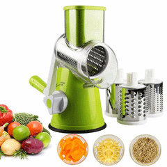 Vegetable Cutter Multifunctional Vegetable Slicer Drum Slicer for Kitchen Manual Hand Crank Vegetable Cutter, 3 in 1 Rotary Cheese Grater Slicer