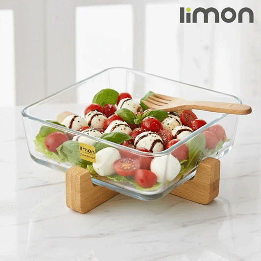 Limo Snack Ease Wooden X-Base Server with Glass Dish