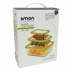 Limon 3-Pcs Unbreakable Rectangle Glass Container Microwave and Oven Safe