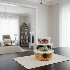 3-Pcs Printed Glass Bowl Set with Vented Lid