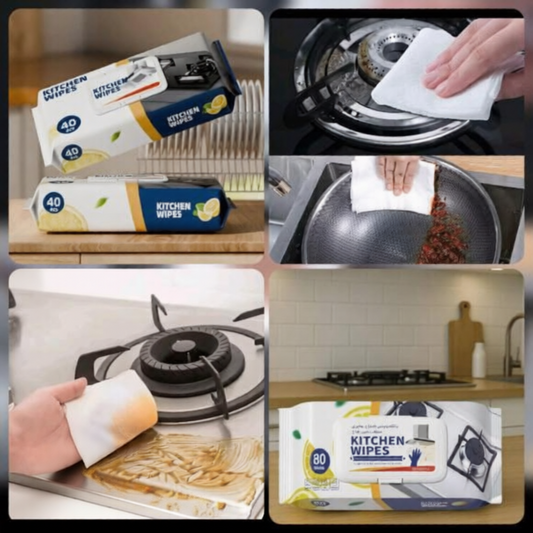 80 Pcs Kitchen Cleaning Wipes Lemon Scent – Effective Cleaning & Removing Grease & Stains