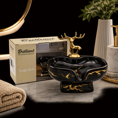 Brilliant Luxurious Soap Dish with Deer Decoration Soap Tray Suitable for Bathrooms
