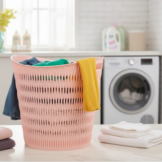 Round Bamboo Laundry Basket with Handles