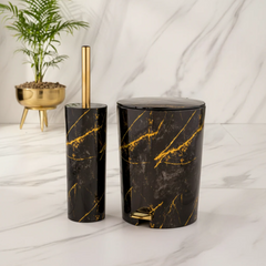 MarblePrint Dustbin & Brush Set