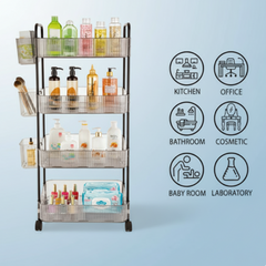 4-Tier Acrylic Utility Rolling Trolley