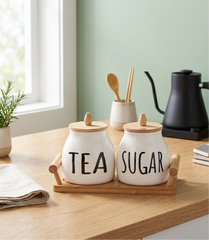 Arabic Ceramic Tea Sugar Jar Set with Stand
