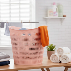 Round Bamboo Laundry Basket with Handles