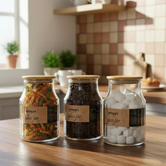 3-Pcs 1200ml Home Made Glass Jars Set with Airight Lids