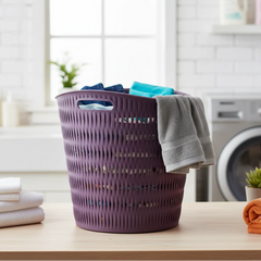 Round Bamboo Laundry Basket with Handles