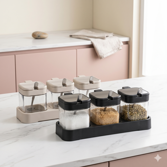Spice and Sugar Jar with Spoon 3pcs