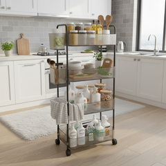 4-Tier Acrylic Utility Rolling Trolley