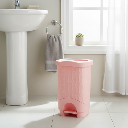 18L Bamboo-Style Dustbin with Pedal