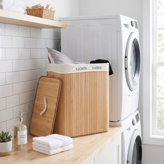 Bamboo Laundry Basket - Two Compartment