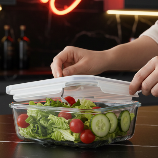 850ML Rectangular Glass Container with Lid
