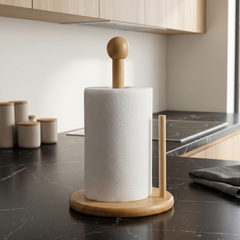 Bamboo Wood Tissue Holder Vertical Roll Pole Paper Towel