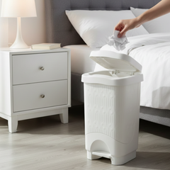 18L Bamboo-Style Dustbin with Pedal