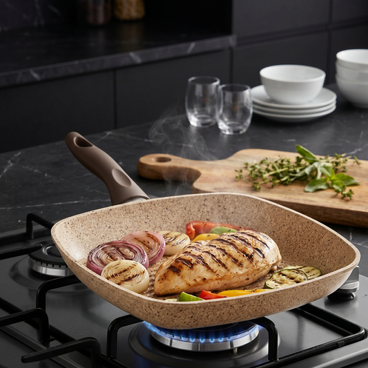 Falez Granite Grill Pan 28cm – Square Non-Stick Turkish