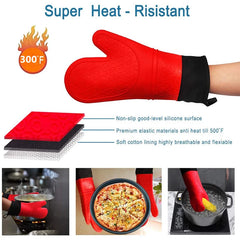 Oven Gloves - Silicone Gloves With Soft Inner Lining