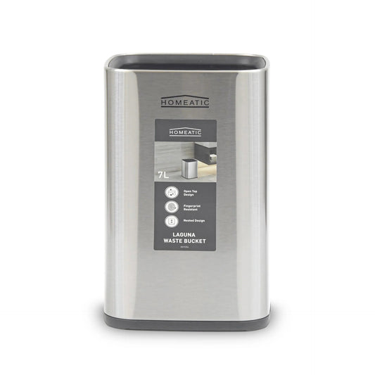 Homeatic stainless steel open dustbin.