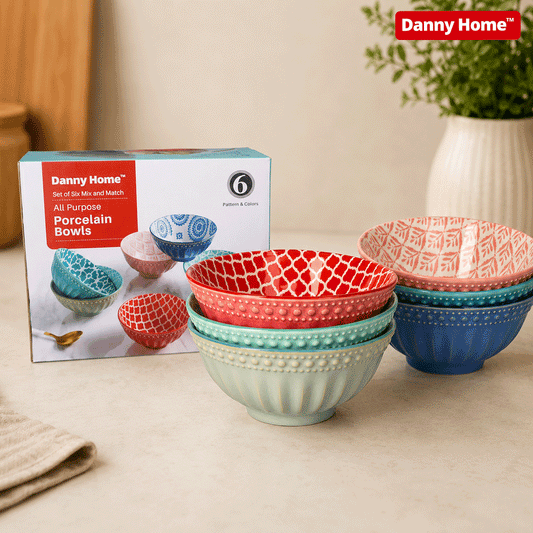 Danny Home Bohemian Design Soup Bowls 6Pcs 6Inch