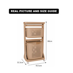 2-Tier Moveable Laundary Basket with Top Storage