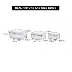 3‑Pcs Premium Square Glass Storage Set with Lids