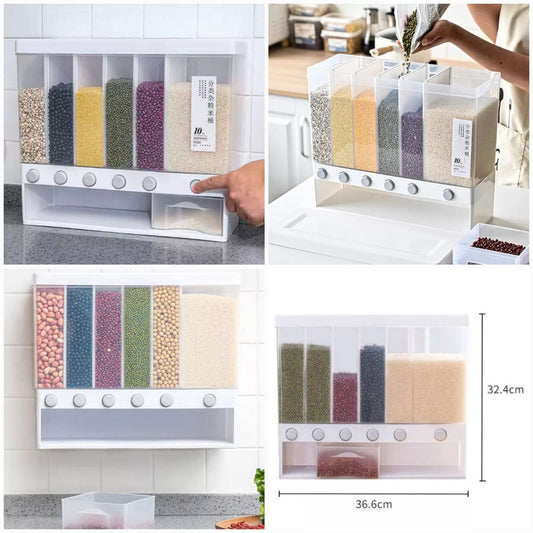 6 in1 Kitchen Wall Mounted Cereal Dispenser