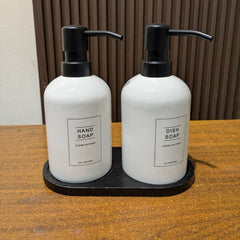 Modern Design Soap Dispenser Set with Wooden Base – BP-15