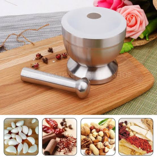 Stainless Steel Mortar and Pestle with Cover