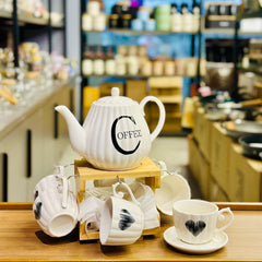 15-Piece Ceramic Tea Serving Set with Bamboo Stand