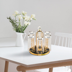 Silver & Gold Revolving Glass Stand