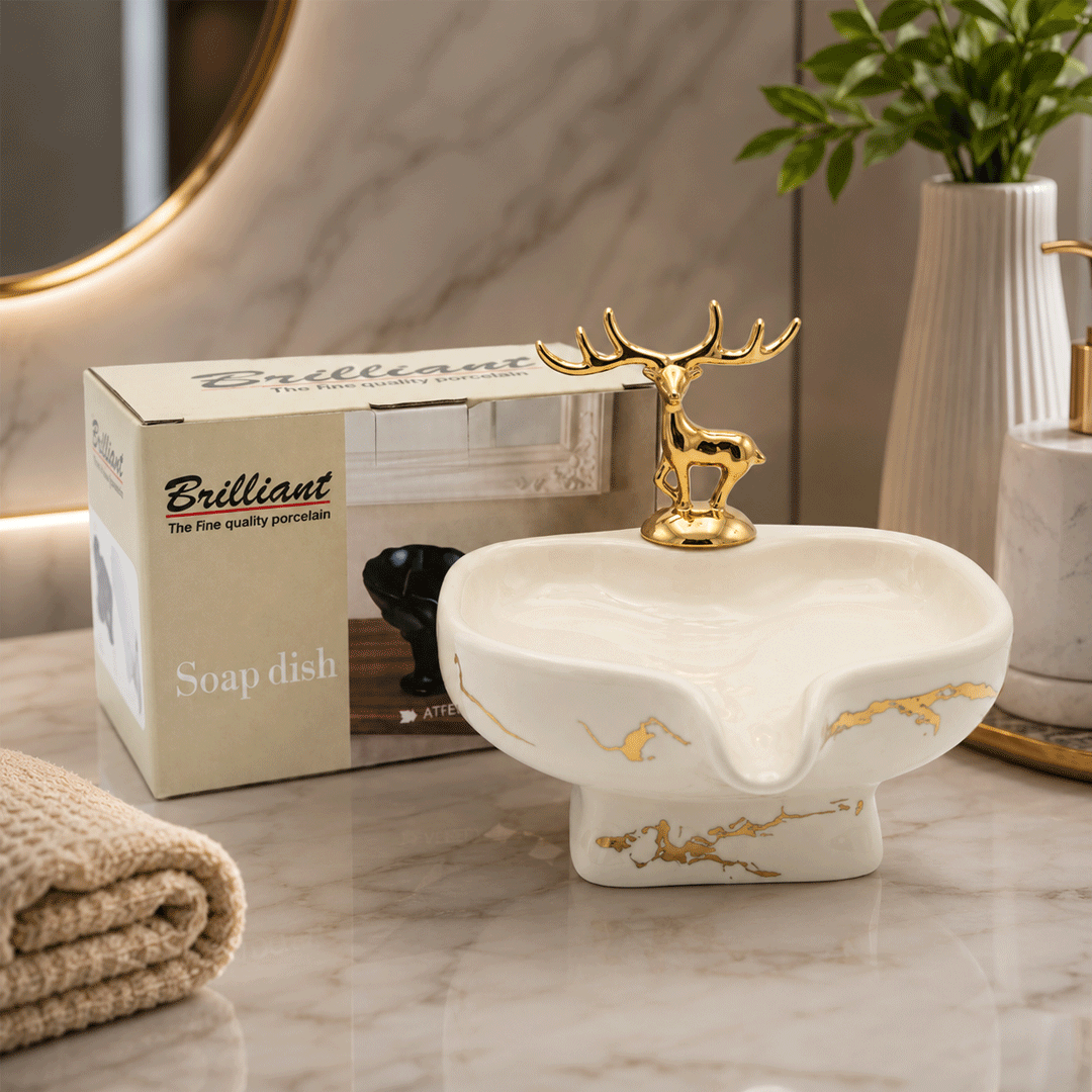 Brilliant Luxurious Soap Dish with Deer Decoration Soap Tray Suitable for Bathrooms