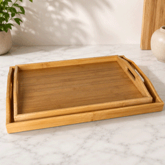 Danny Home Bamboo Tea Serving Tray Set – 2Pcs