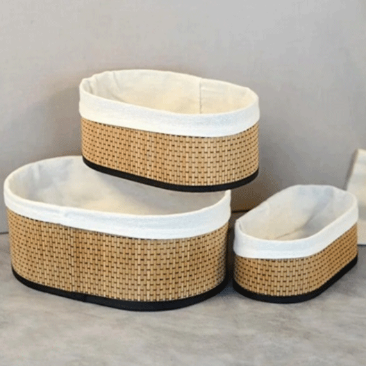 Oval Wicker Basket Decorative Home Organizer Organizer Multi-Purpose Bamboo Basket Set of 3
