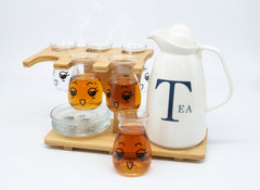 15-Piece Porcelain Tea Serving Set with Bamboo Stand