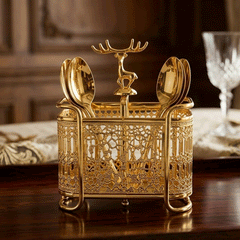 Luxury Deer Crown Cutlery Holder – Premium Metal Spoon & Fork Organizer Stand for Dining & Kitchen