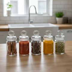 Rustic 6-Piece Airtight Glass Jar Set with Spoons (1876)