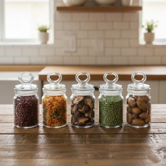 Rustic 6-Piece Airtight Glass Jar Set with Spoons (1876)