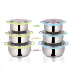 3 Pcs Stainless Steel Storage Bowl Set with Handle