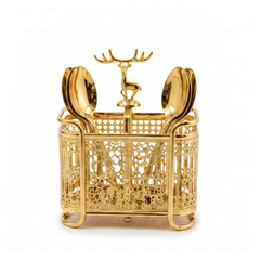 Luxury Deer Crown Cutlery Holder – Premium Metal Spoon & Fork Organizer Stand for Dining & Kitchen