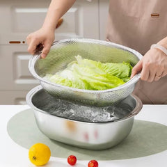 Stainless Steel Oval Drainer with Stainless Steel Pot