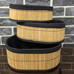 Oval Wicker Basket Decorative Home Organizer Organizer Multi-Purpose Bamboo Basket Set of 3