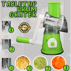 Vegetable Cutter Multifunctional Vegetable Slicer Drum Slicer for Kitchen Manual Hand Crank Vegetable Cutter, 3 in 1 Rotary Cheese Grater Slicer