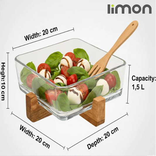 Limo Snack Ease Wooden X-Base Server with Glass Dish