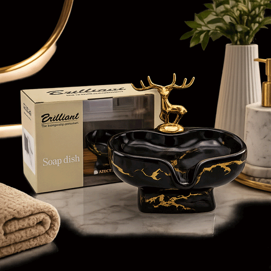 Brilliant Luxurious Soap Dish with Deer Decoration Soap Tray Suitable for Bathrooms
