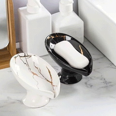 Brilliant Leaf Shaped Ceramic Self Draining Soap Dish
