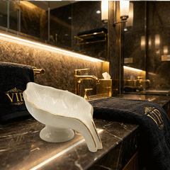 Brilliant Ceramic Leaf Shape Self Draining Soap Dish