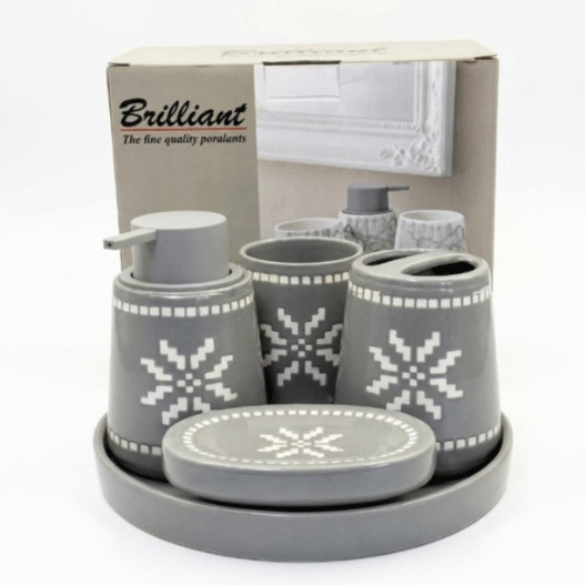 5-Piece Bathroom Accessories Set with Tray