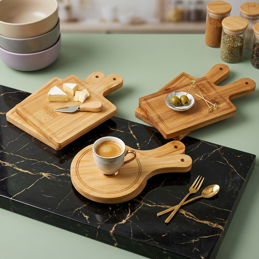 Mini Bamboo Serving Trays 6Pcs